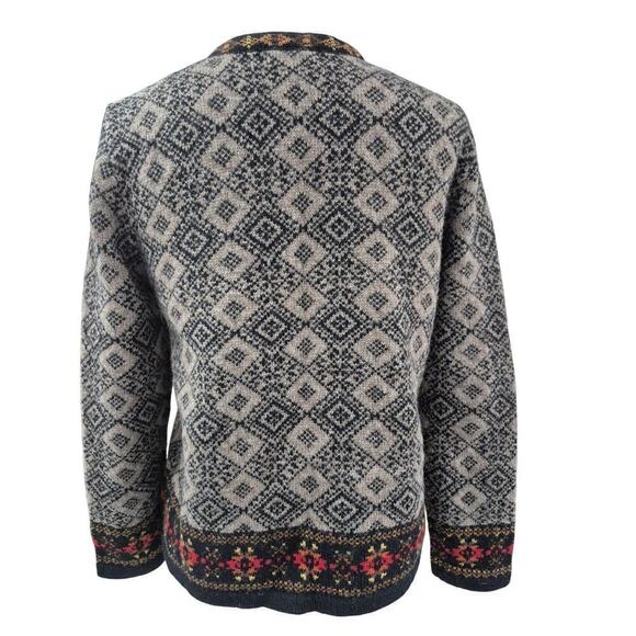 Susan Bristol Wool Sweater Nordic Fair Isle Clasp Cardigan M Cottagecore Granny - Picture 3 of 5
